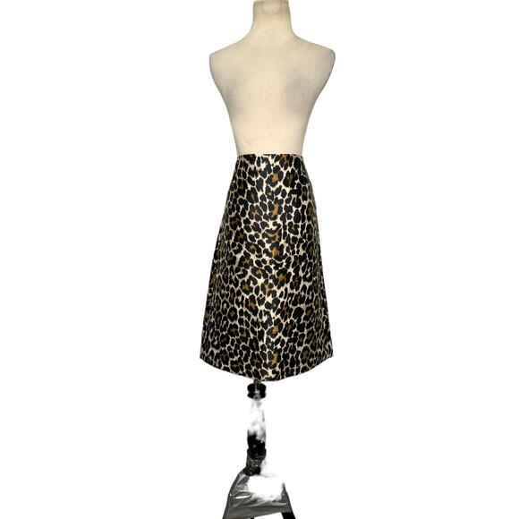 J. Crew leopard print below knee A line skirt size 4 - Picture 1 of 10